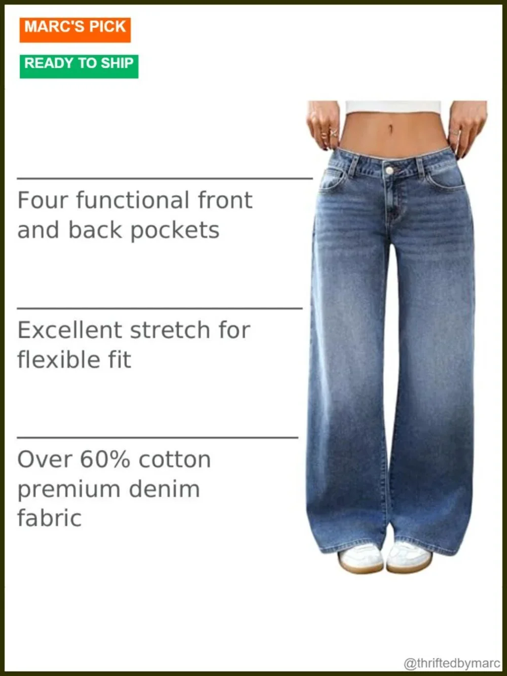 Low-Rise Baggy Jeans Wide Leg Y2K Stretch Denim Pants